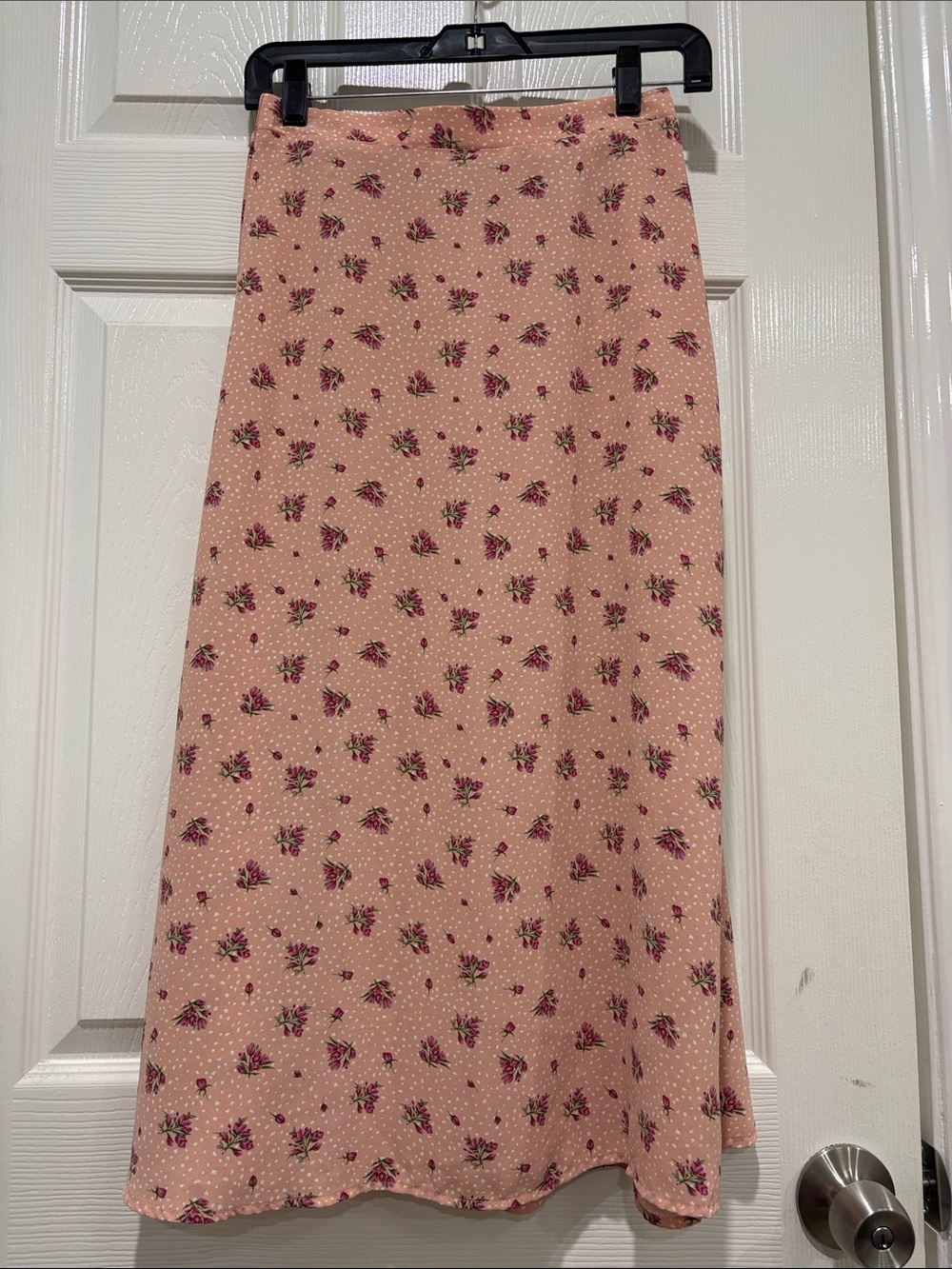 SHEIN Peach Pink Floral Midi Skirt